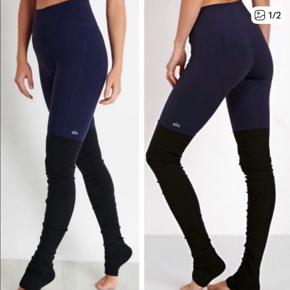 ALO Yoga Midnight Blue and Black Leggings